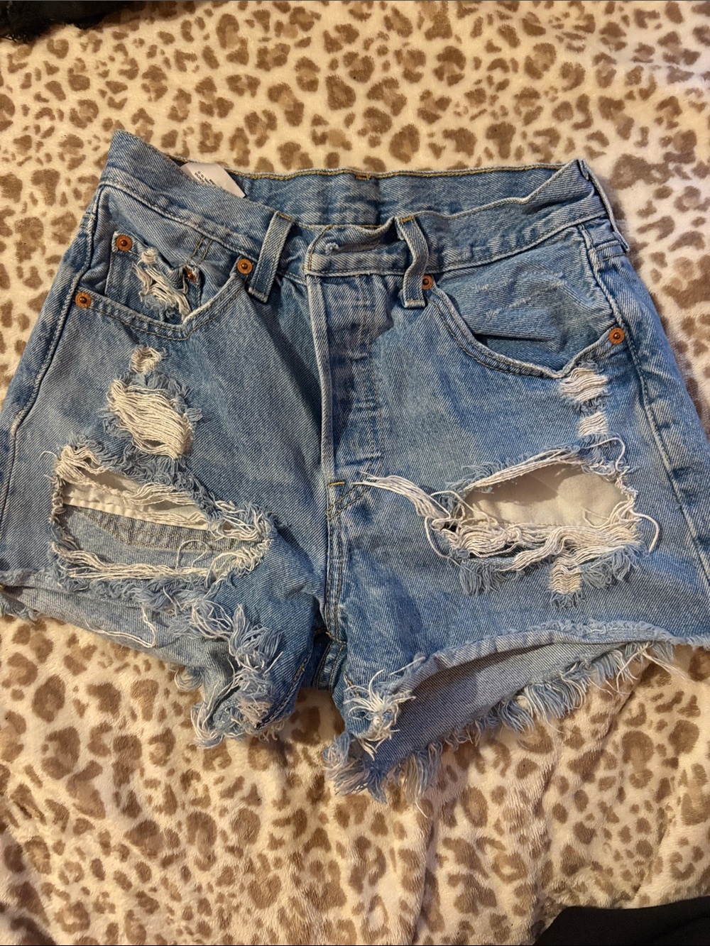 Levi's Light Blue Distressed Denim Cutoff Shorts